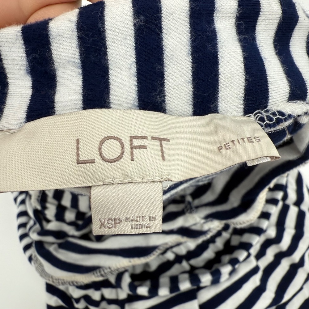 Loft Dress Women XS Petite White Blue Striped Sleeveless Long Coastal Nautical - Picture 6 of 11